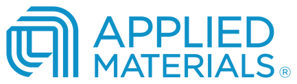 Logo of Applied Materials, a global provider of equipment, services and software to the semiconductor and related industries.