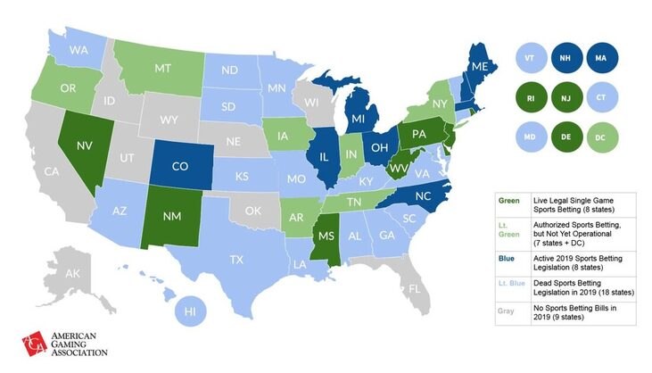 US States with legal sports betting 